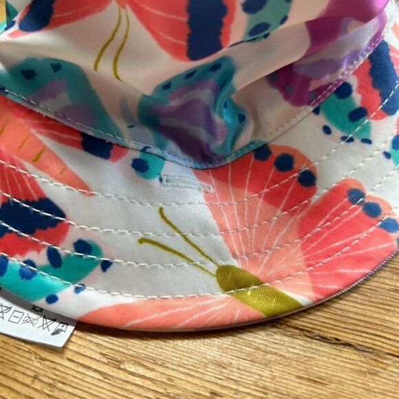 NWT Tea Collection 0 - 6 M Reversible Baby Sun Hat Purple Butterfly UPF 40 - Picture 5 of 10